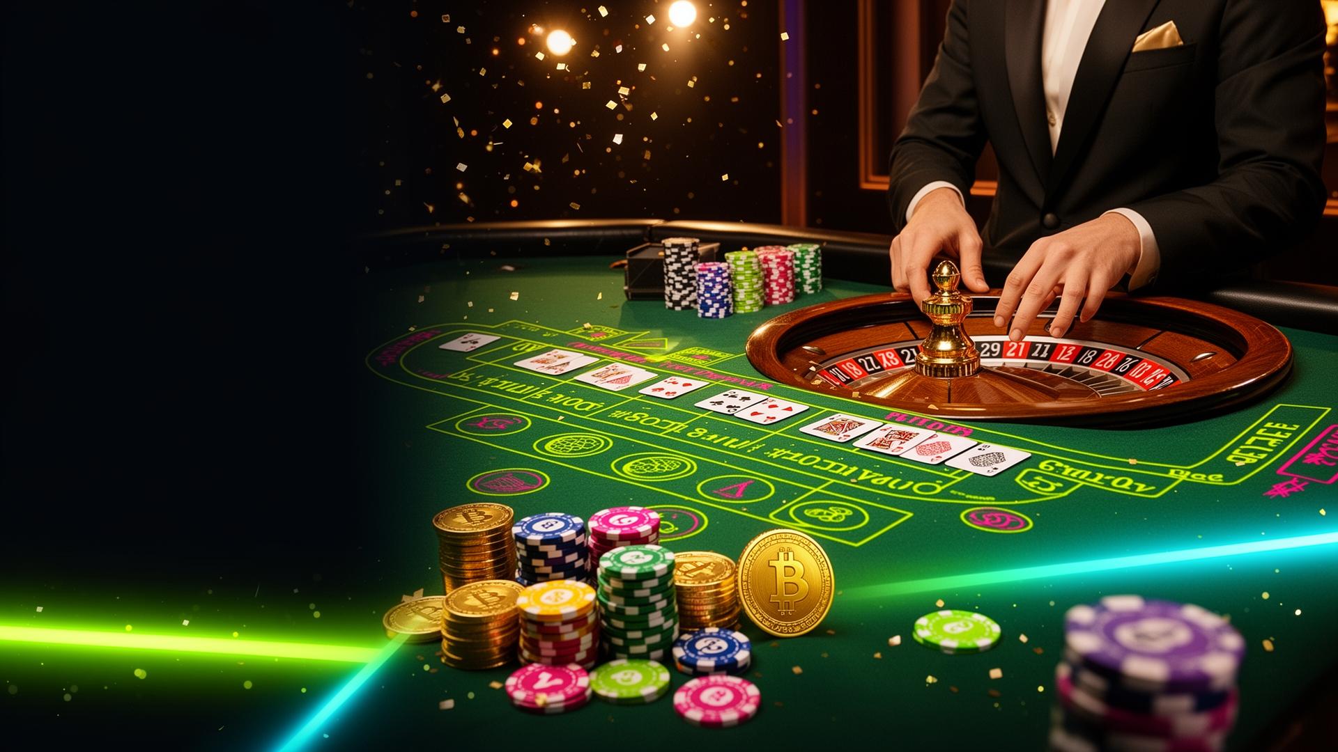 Abstract crypto casino wireframe with neon lime accents